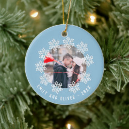 Blue Snowflake Ram par Keepsaké Photo Julgransprydnad Keramik