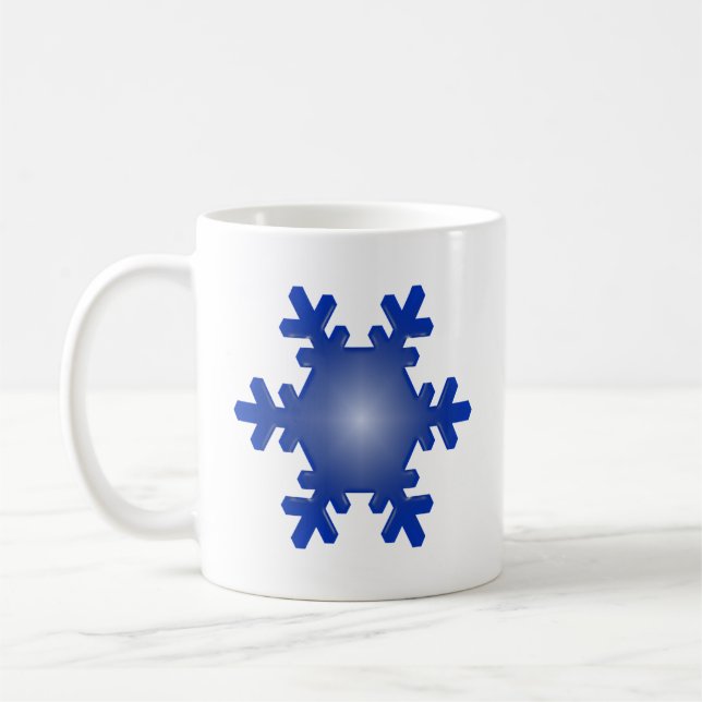Blue Snowflake Starburst on White Kaffemugg (Vänster)