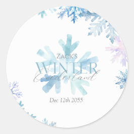 Blue Snowflake Thank You Round Stickers Runt Klistermärke