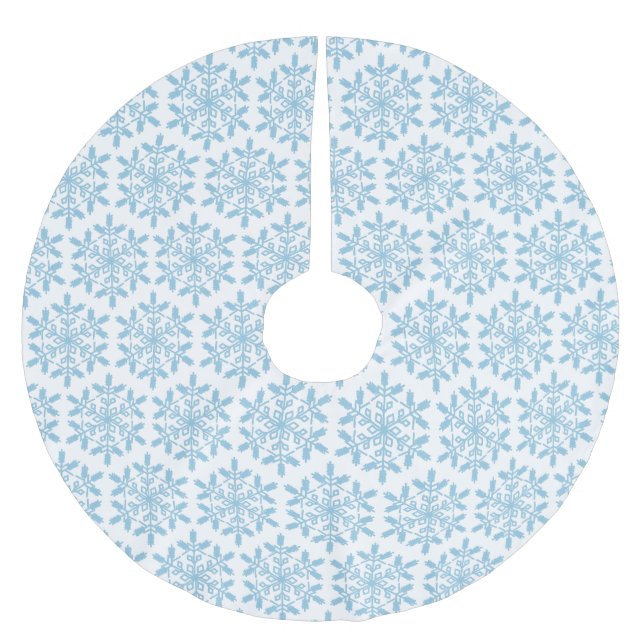 Blue Snowflake Träd Skirt Julgransmatta Borstad Polyester (Framsidan)