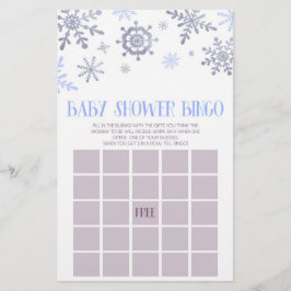 Blue Snowflake Winter Bingo Baby Shower Game Brevpapper