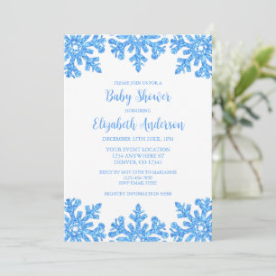 Blue Snowflake Winter Boy Shower Inbjudningar