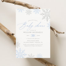 Blue Snowflake Winter Boy Shower
