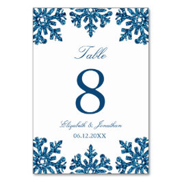 Blue Snowflake Winter Wedding Bordsnummer