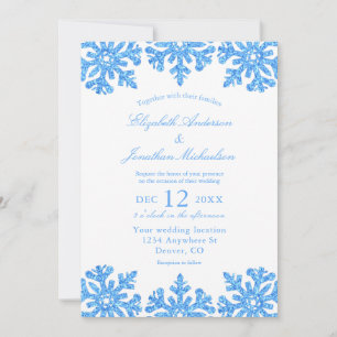 Blue Snowflake Winter Wedding Inbjudningar