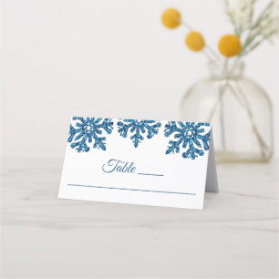 Blue Snowflake Winter Wedding Placeringskort