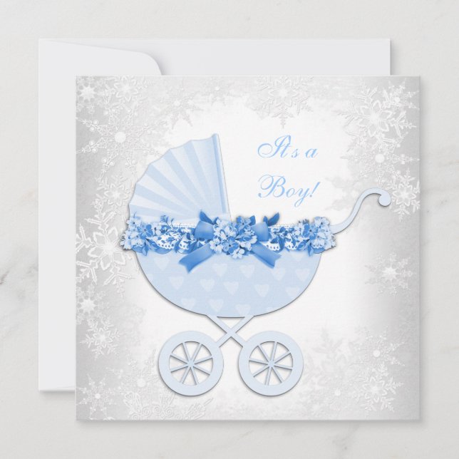 Blue Snowflake Winter Wonderland Baby Shower Inbjudningar (Framsida)