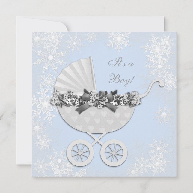 Blue Snowflake Winter Wonderland Baby Shower Inbjudningar (Framsida)