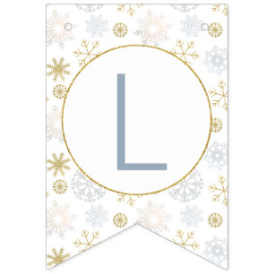 Blue Snowflake Winter Wonderland Banner Vimplar