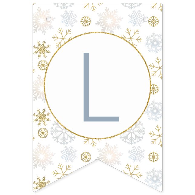 Blue Snowflake Winter Wonderland Banner Vimplar (Första flaggan)