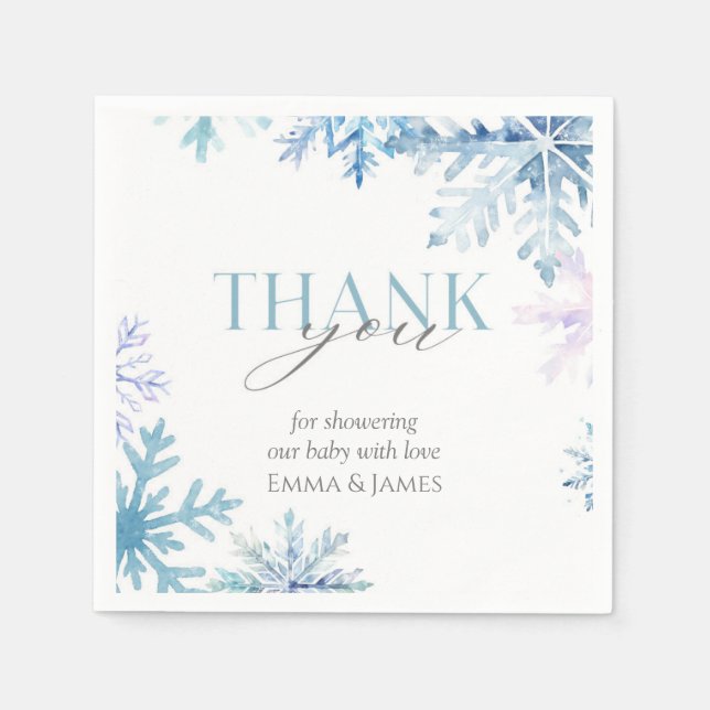 Blue Snowflake Winter Wonderland Napkins Pappersservett (Framsidan)