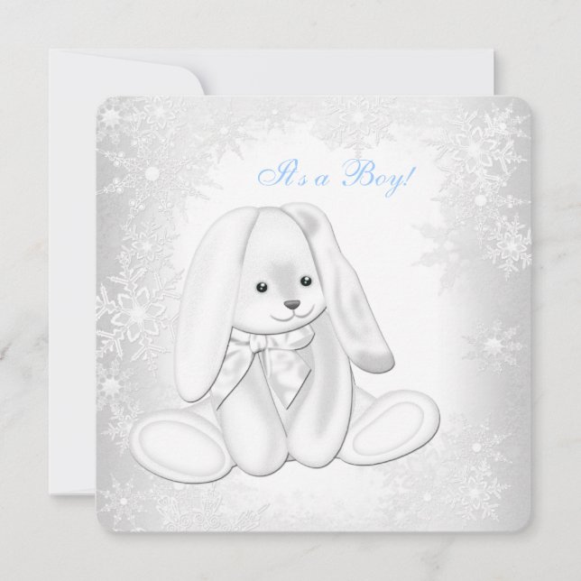 Blue Snowflake Winter Wonderland Pojke Shower Inbjudningar (Framsida)