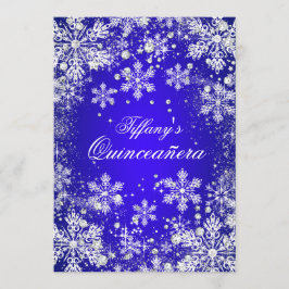 Blue Snowflake Winter Wonderland Quinceanera Inbjudningar