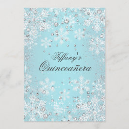 Blue Snowflake Winter Wonderland Quinceanera Inbjudningar