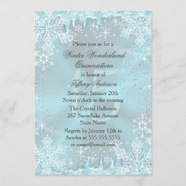 Blue Snowflake Winter Wonderland Quinceanera Inbjudningar