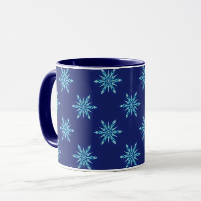 Blue Snowflakes Art Mug Cup Mugg (Framsida vänster)