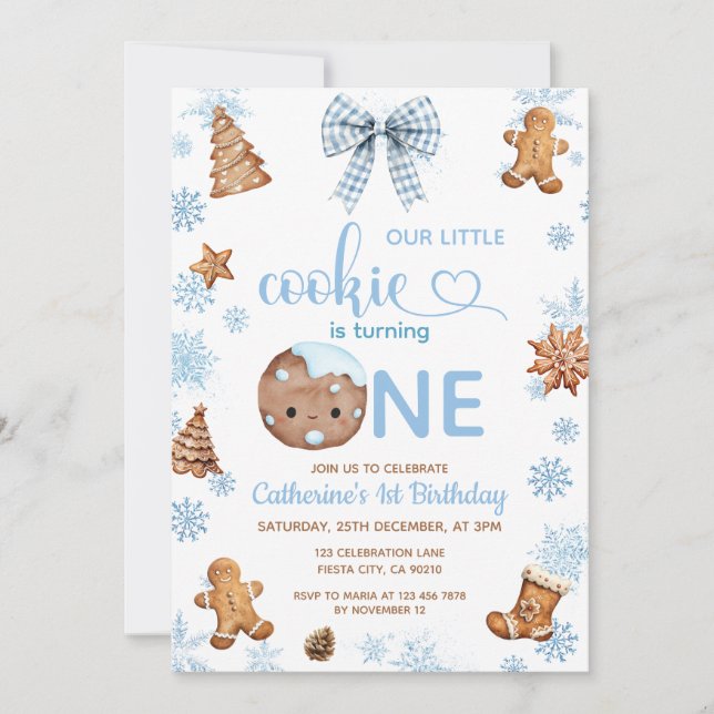 Blue Snowflakes Cookies fyller ett Inbjudningar (Framsida)