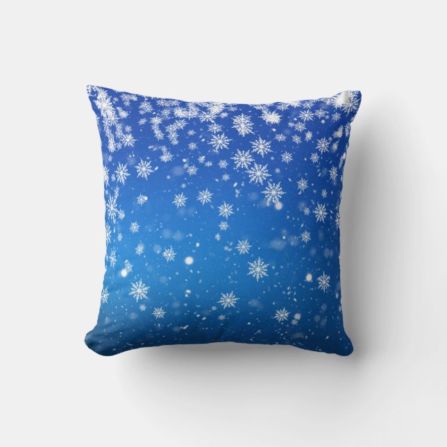 Blue Snowflakes Cushion Kudde (Framsida)