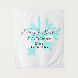 Blue snowflakes holiday camping house place date