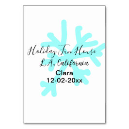 Blue snowflakes holiday camping house place date bordsnummer