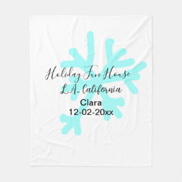 Blue snowflakes holiday camping house place date fleecefilt