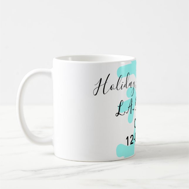 Blue snowflakes holiday camping house place date kaffemugg (Vänster)