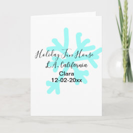 Blue snowflakes holiday camping house place date kort