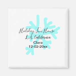 Blue snowflakes holiday camping house place date magnet