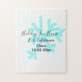 Blue snowflakes holiday camping house place date pussel