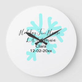 Blue snowflakes holiday camping house place date stor klocka