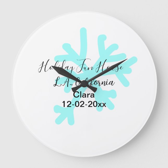 Blue snowflakes holiday camping house place date stor klocka (Framsida)