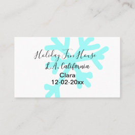 Blue snowflakes holiday camping house place date visitkort