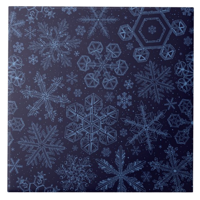 Blue Snowflakes on blue Kakelplatta (Framsidan)