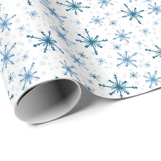 Blue Snowflakes Presentpapper (Rullad Hörn)