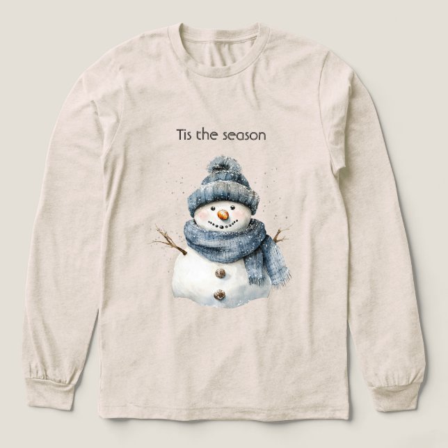 Blue Snowman Christmas T Shirt (Design framsida)