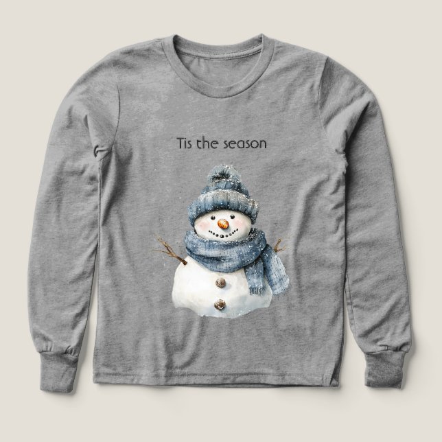 Blue Snowman Christmas T Shirt (Design framsida)