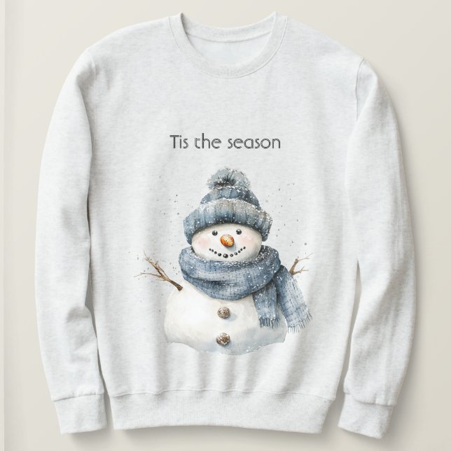 Blue Snowman Christmas T Shirt (Design framsida)