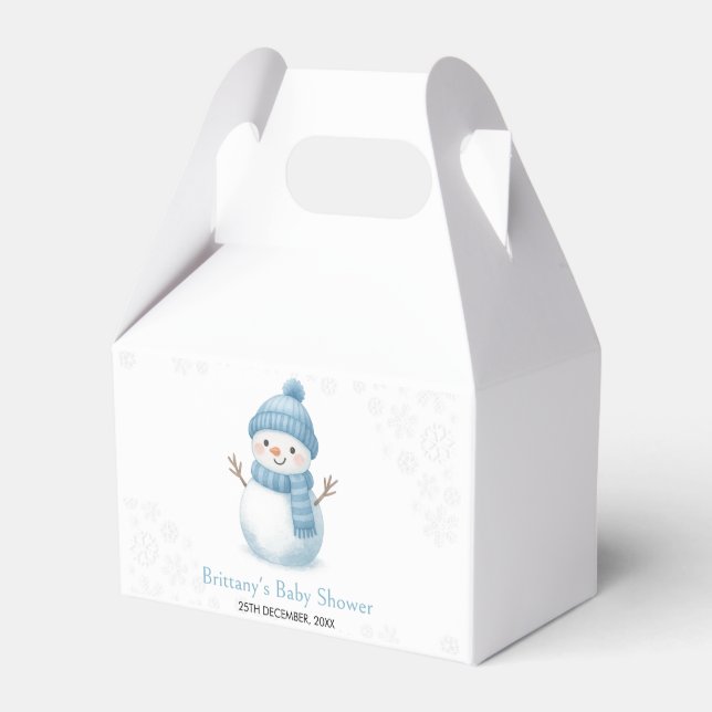  Blue Snowmen Boy Baby Shower Presentaskar (Framsidan Sidan)