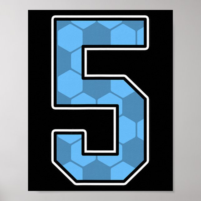 Blue Soccer Pattern Number 5 Jersey Player Uniform Poster (Framsidan)