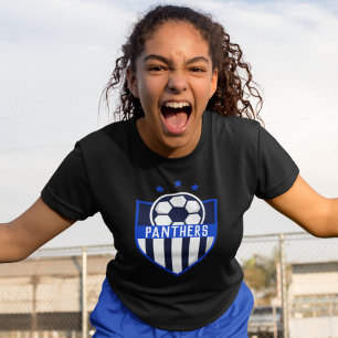 Blue Soccer Shield Team, Player Namn och nummer T Shirt