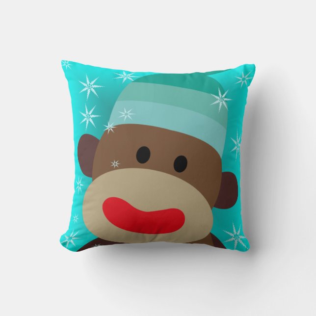 Blue Sock monkey Pillow Kudde (Framsida)