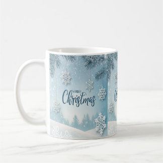 Blue Soft & Calm Christmas Snow Crystal Design- Kaffemugg