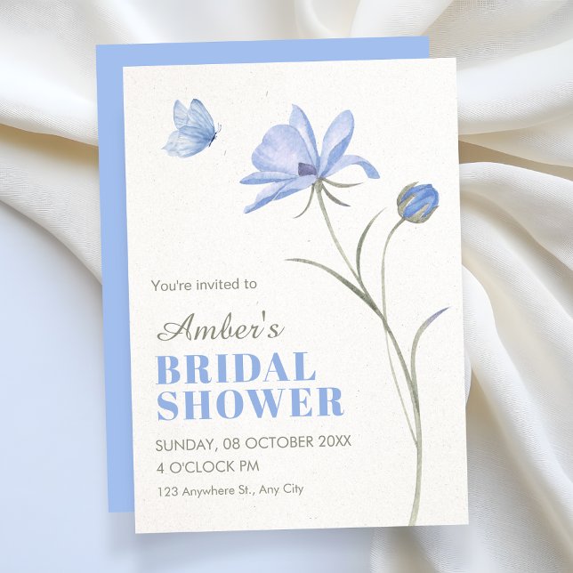 Blue soft flower bridal shower inbjudningar (Skapare uppladdad)