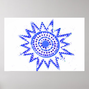 Blue Sol i Ljus Grunge Cutout Poster