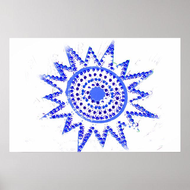 Blue Sol i Ljus Grunge Cutout Poster (Framsidan)