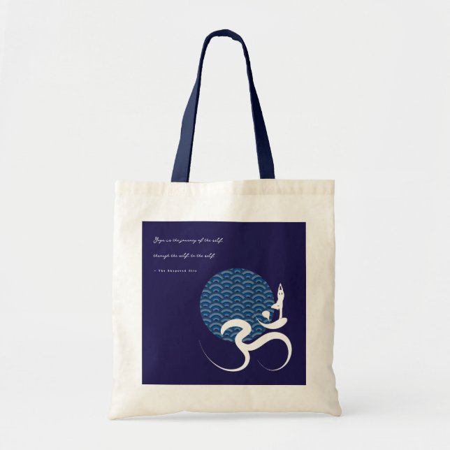 Blue Sol Yoga Andlig Asian Om Aum Calligraphy Tygkasse (Framsidan)