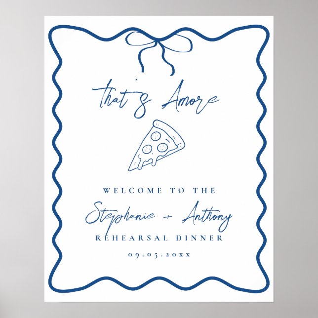 Blue som är Amore Pizza Rehearsal Dinner Poster (Framsidan)