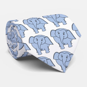 Blue Sömnig Elephant Mönster Slips
