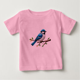 Blue Songbird on Branch Illustration T Shirt