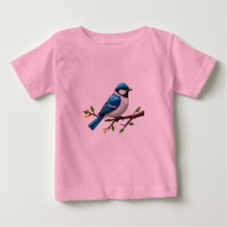 Blue Songbird on Branch Illustration T Shirt